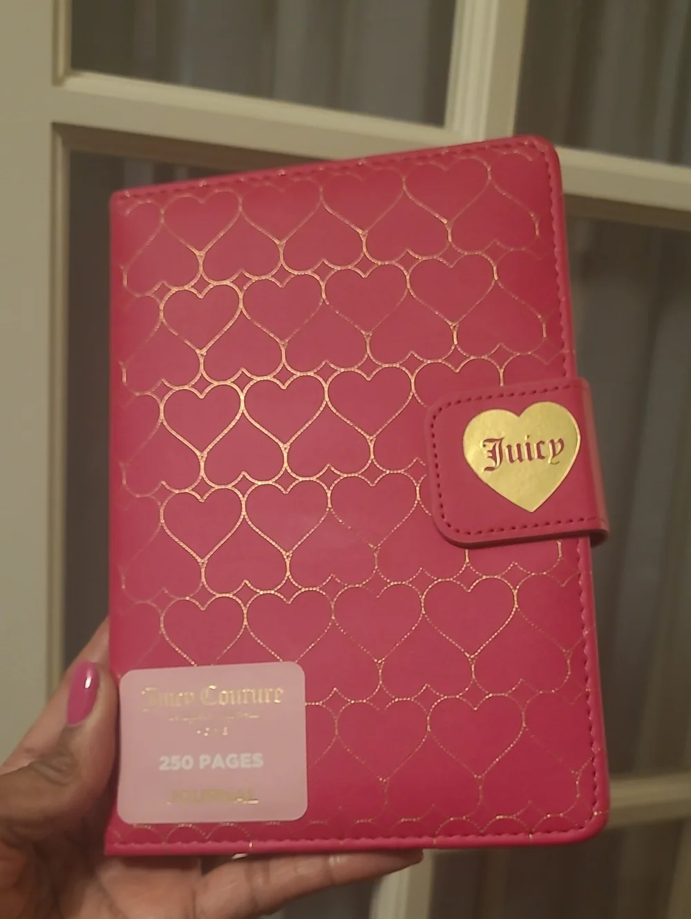 Juicy Couture Pink Quilted Heart Notebook with Gold Heart Clasp